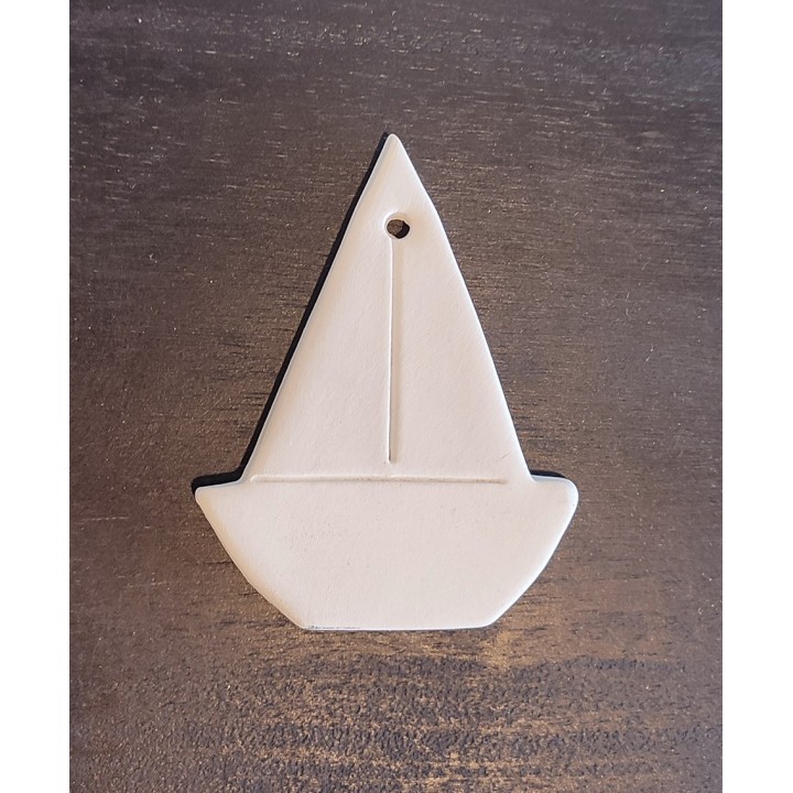 White terracotta boat-shaped diffuser h9 cm