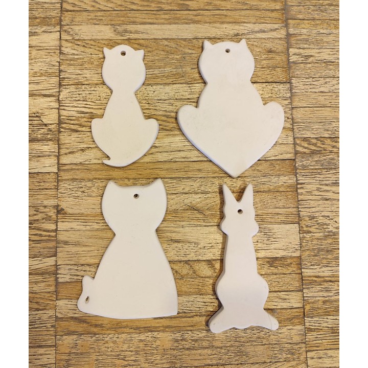 Assortiment de diffuseurs chat terre cuite blanche h9 cm