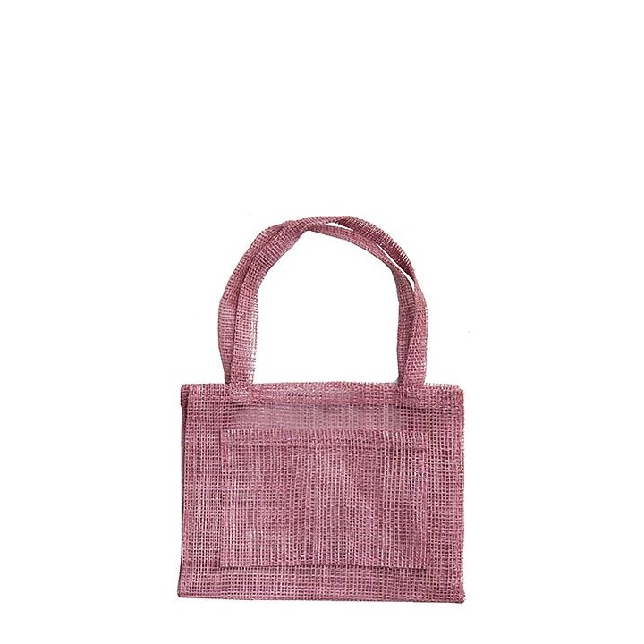 Borsina in abaca con tasca colore rosa