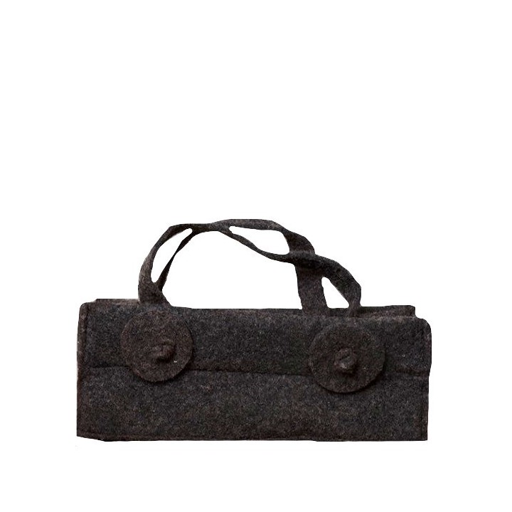 Felt brown rectangular bag 8x19 cm