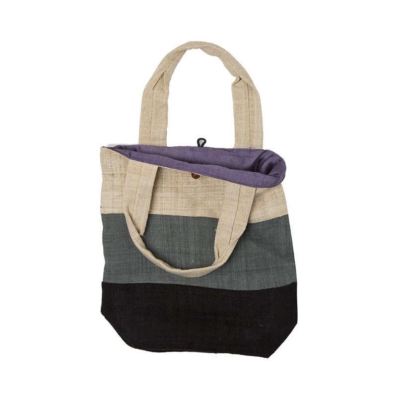 100% hemp bag with black stripes with 100% silk lining 28.5 cm