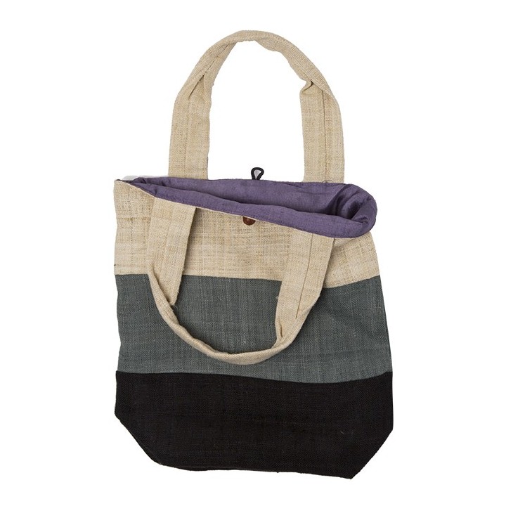 Borsa reversibile nera 100%hemp interno 100%seta 28.5 cm