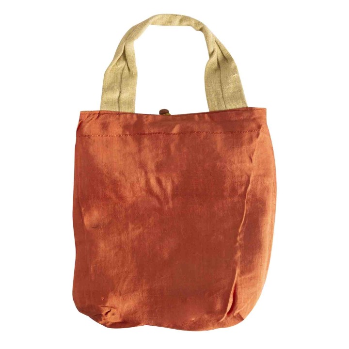 100% hemp bag with green stripes 100% silk lining 28.5x31 cm