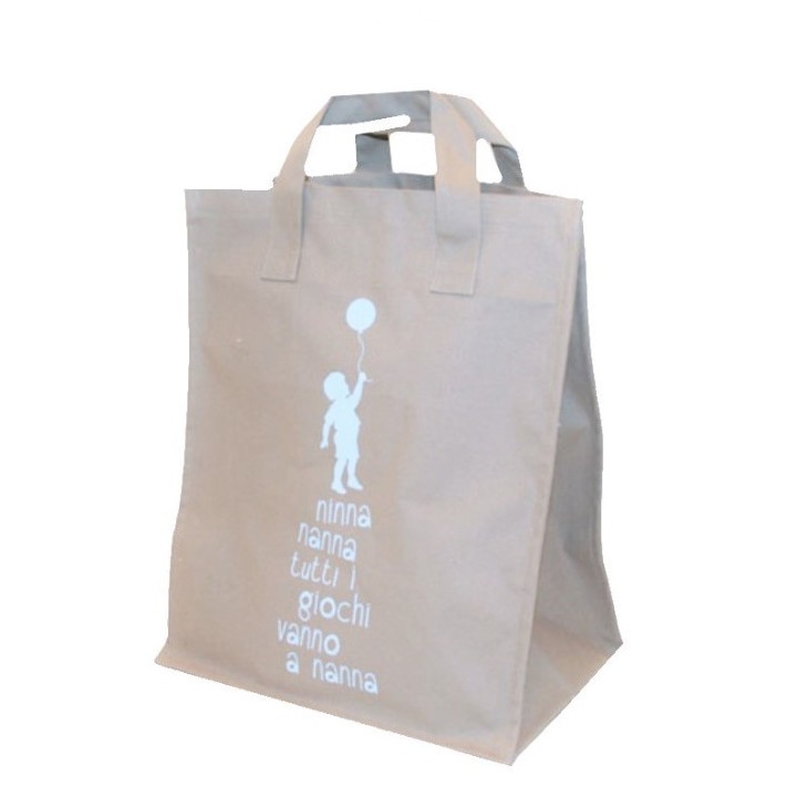 Borsa rigida 100% cotone/int. plast. ninna azzurra 25 x 35 h45 cm