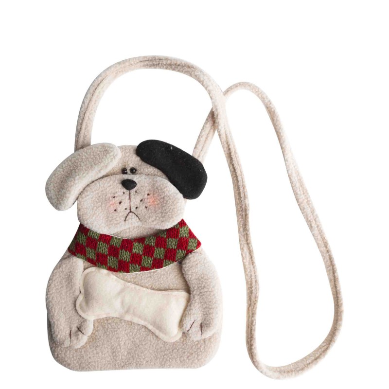 Borsa a tracolla forma di cane con osso h20 cm