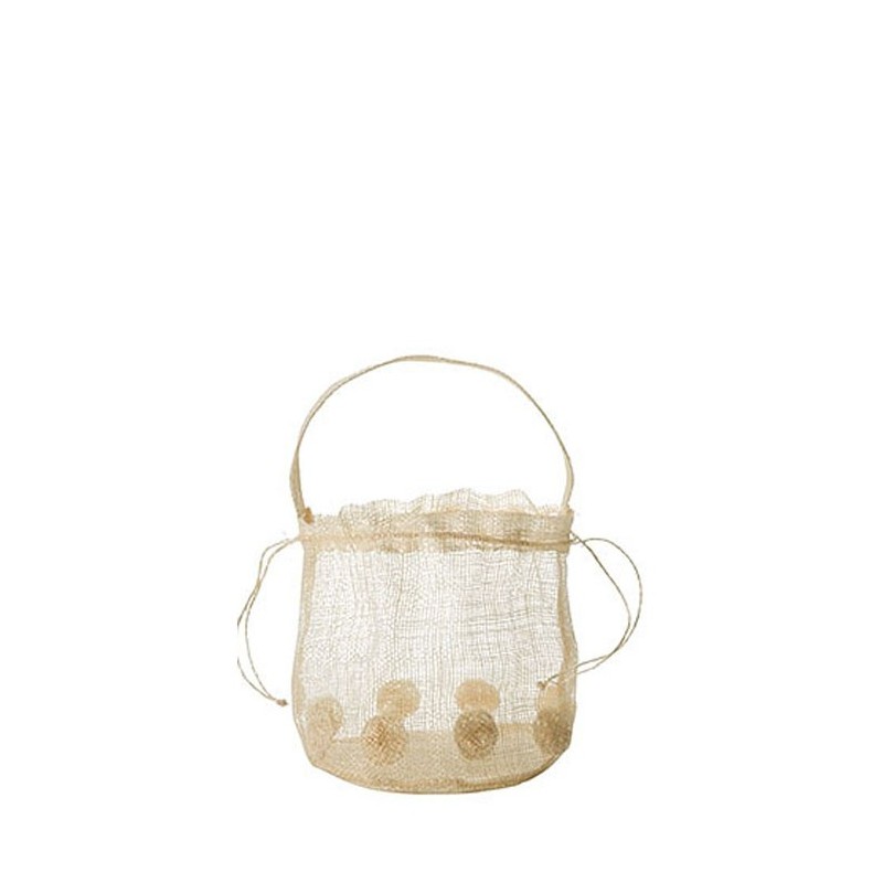 Petit sac en filet pois couleur creme h13 cm