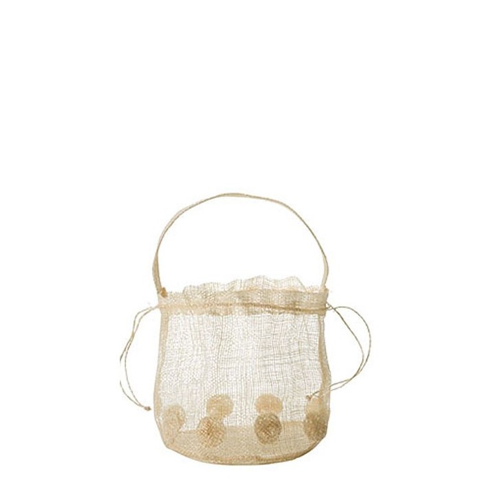 Petit sac en filet pois couleur creme h13 cm