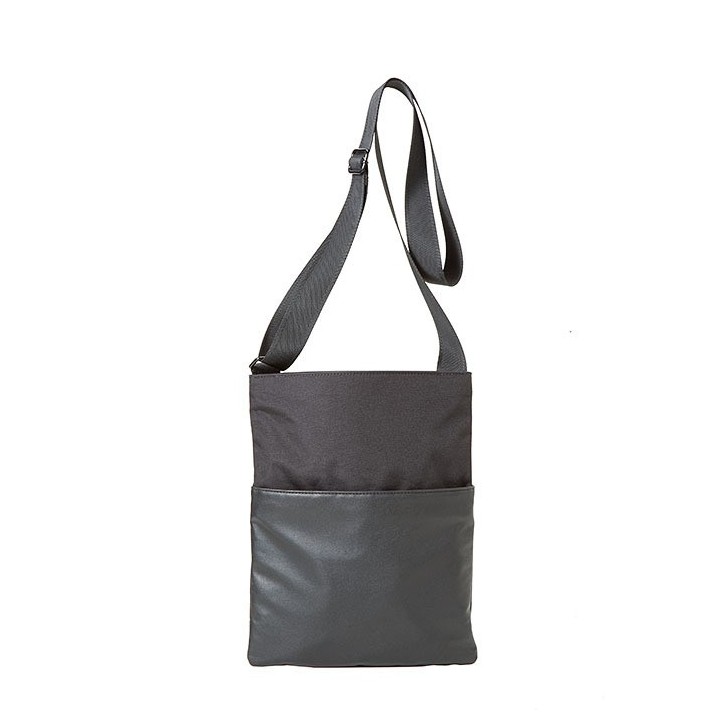 Borsa tracolla in poliestere 2 tasche colore nero 24 x 31 cm