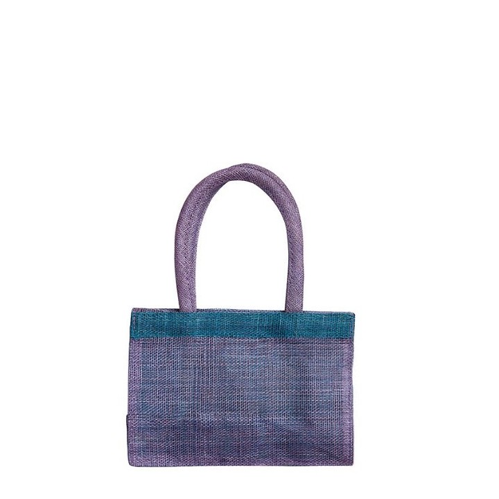 Small violet abaca bag with strap