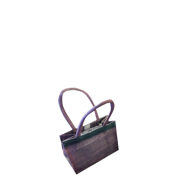 Small violet abaca bag with strap