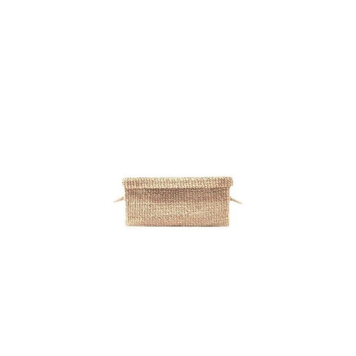 Cestone rett. in abaca crema coperchio e manici 44 x 34 h19 cm