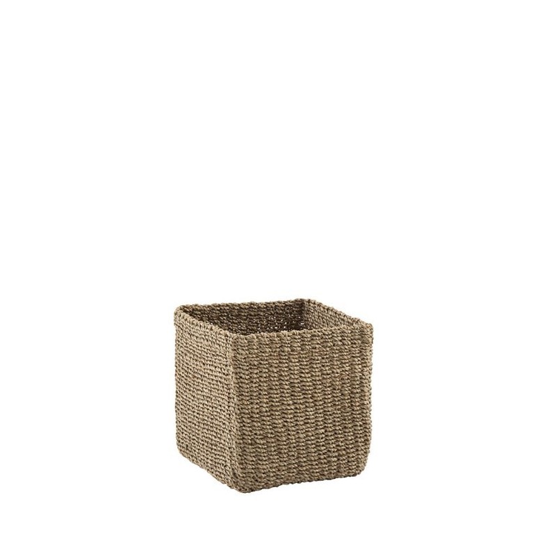 Panier carre lin en abaca 19 x 19 h19 cm