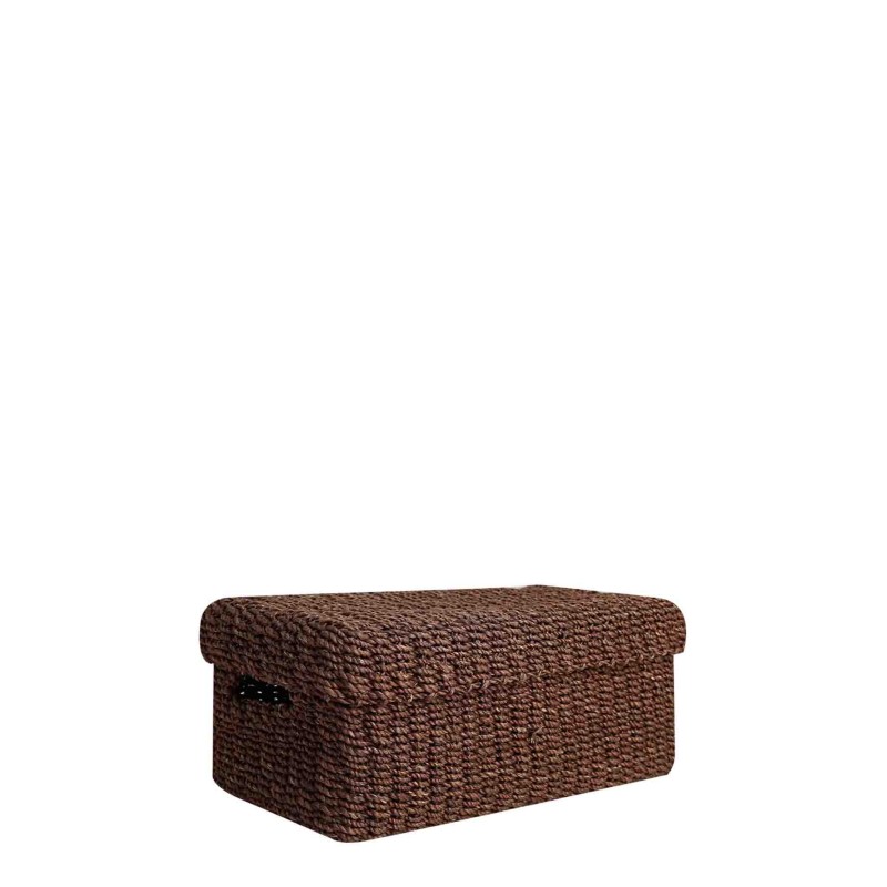 Brown abaca box with 2 compartments 14x29 h14 cm