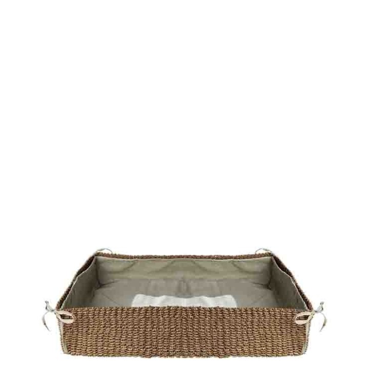 Cesto abaca con fodera velcro colore lino 58 x 44 h12 cm