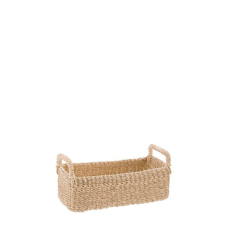 Cream abaca basket with handles 25 x 12 h8 cm