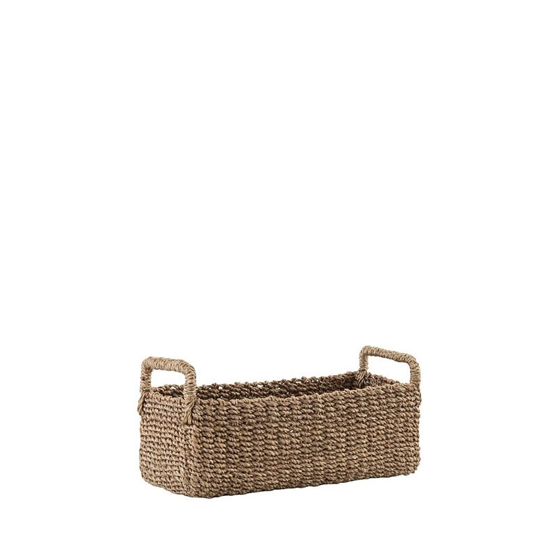 Panier en abaca avec poignees couleur lin naturel 25 x 12 h8 cm