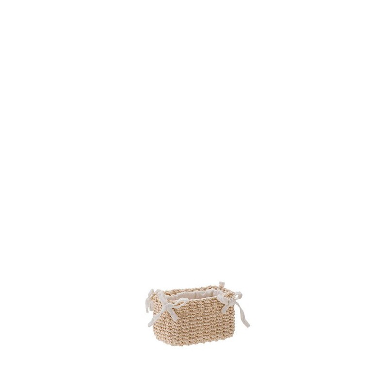 Small abaca basket with bows 6 x 9 h6 cm