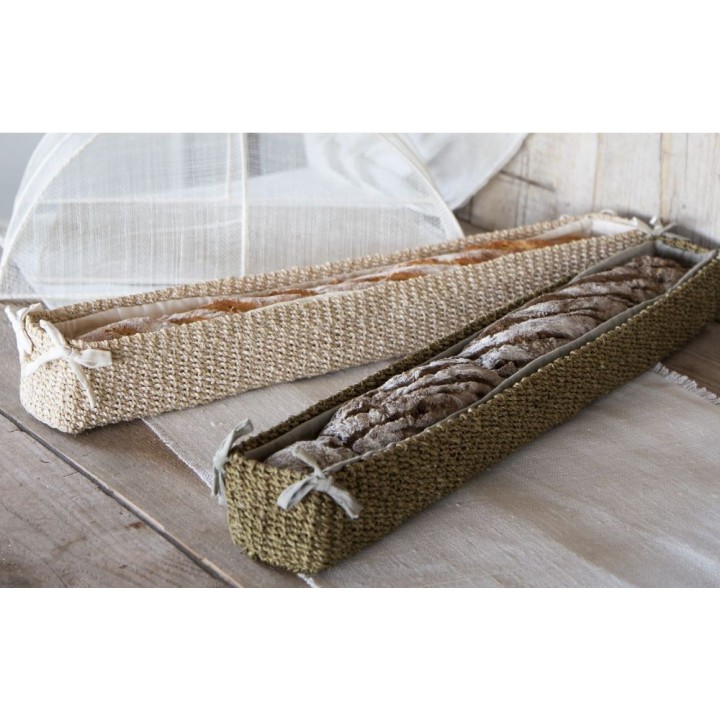 Panier en abaca avec noeuds creme 10 x 70 h7 cm