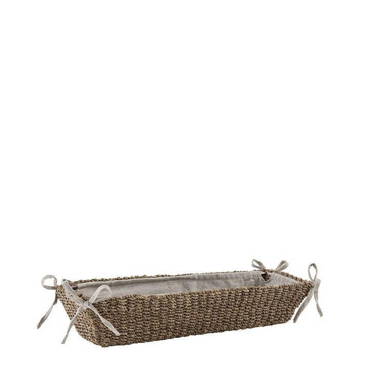 Panier en abaca avec noeuds couleur lin 12 x 40 h8 cm