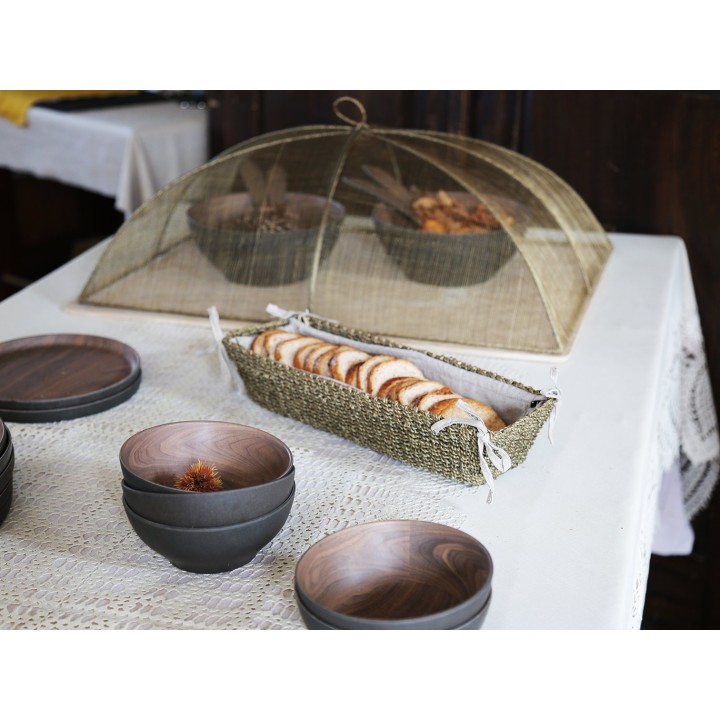 Cesto in abaca lino con fiocchi trapez. 12 x 40 h8 cm