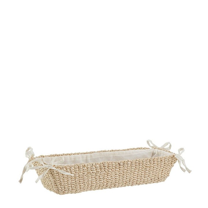 Abaca basket with bows cream color 12 x 40 h8 cm
