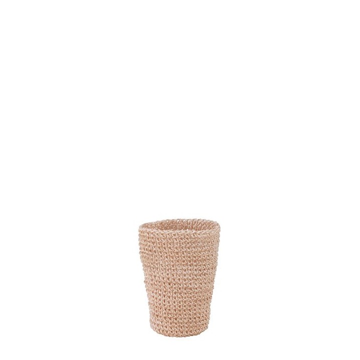 Vase crochet en abaca couleur noisette