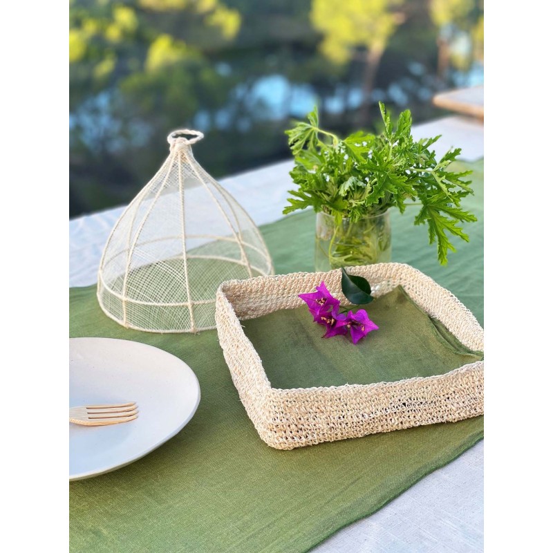 Crochet abaca napkin holder 20x20 cm