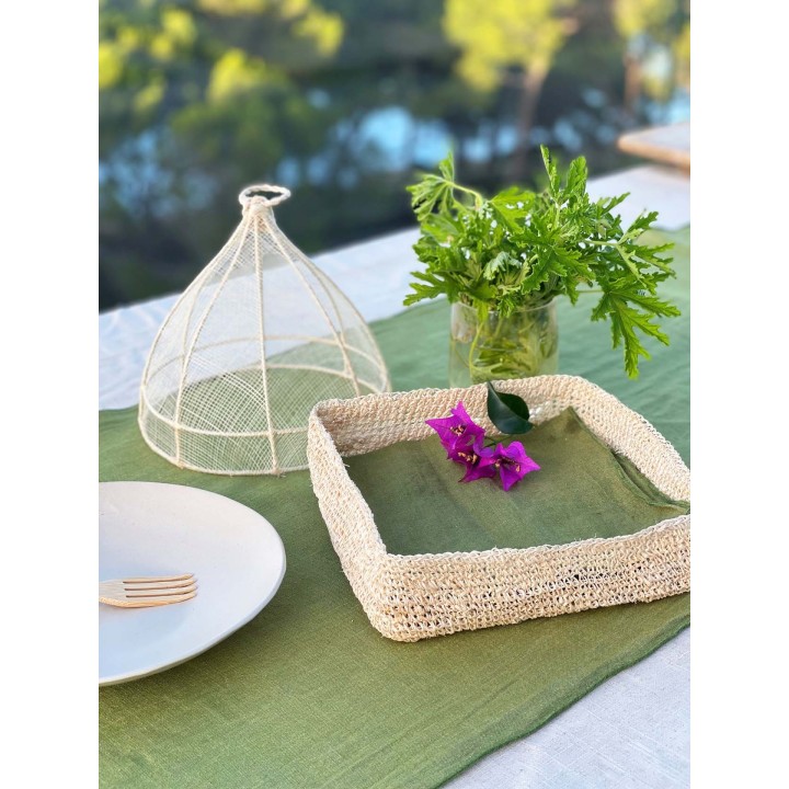 Crochet abaca napkin holder 20x20 cm