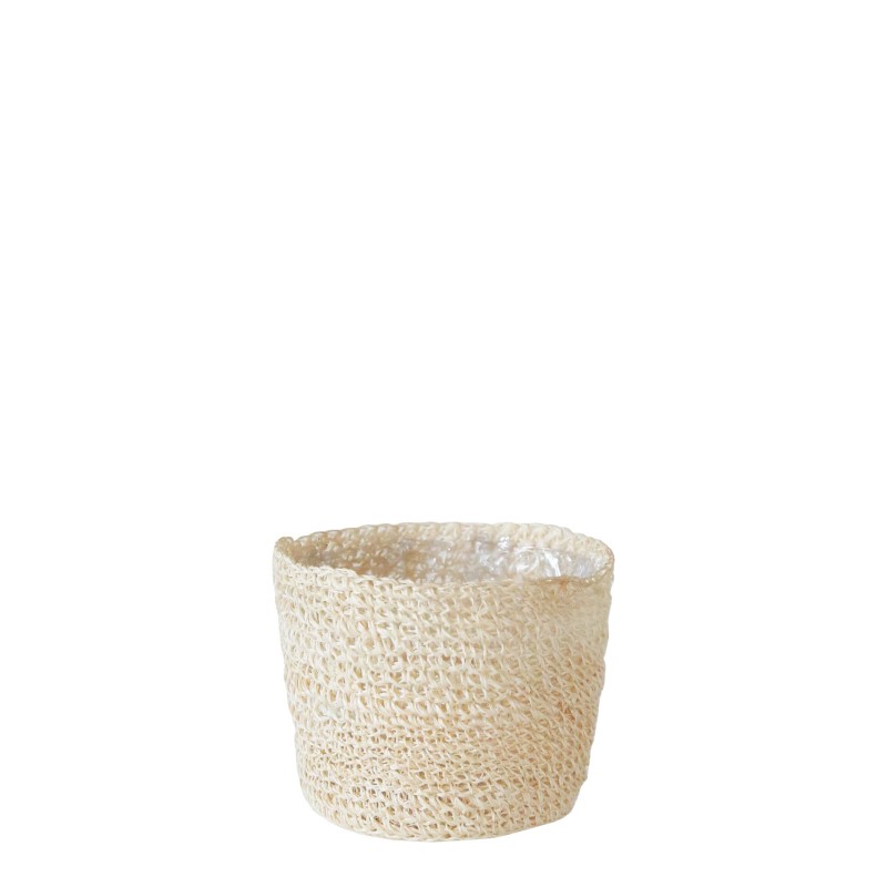Abaca crochet cachepot inner plastic