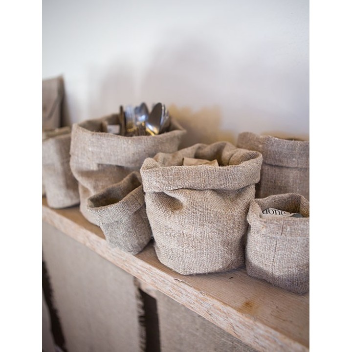 100% raw linen bread basket natural color d14 h24 cm