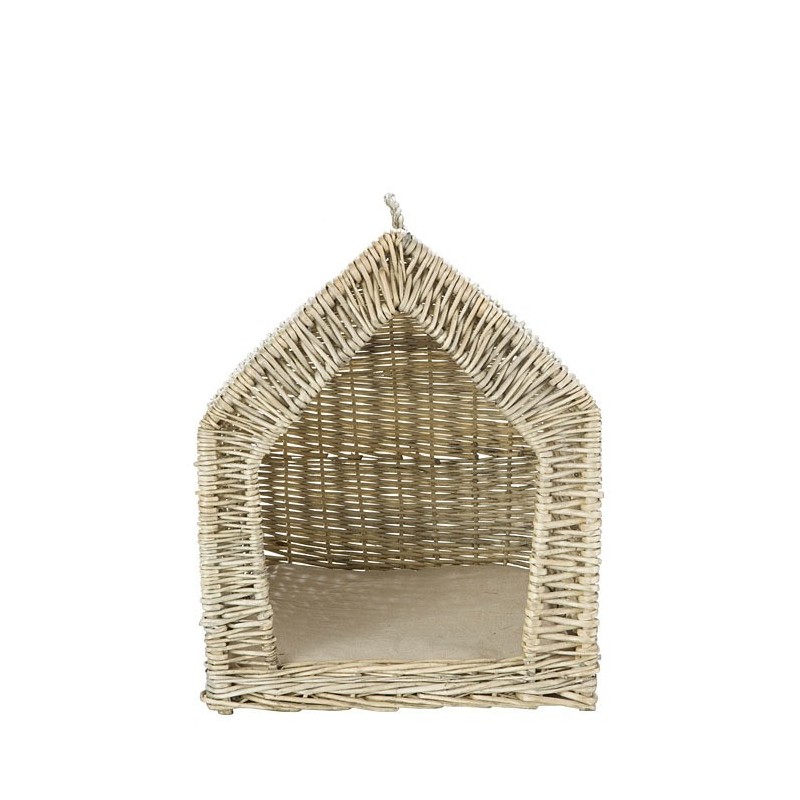 Niche en osier faite main h 41 cm avec coussin.