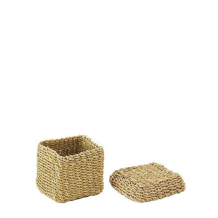 Scatola cubo in abaca verde tiglio con coperchio 8 x 8 h8 cm