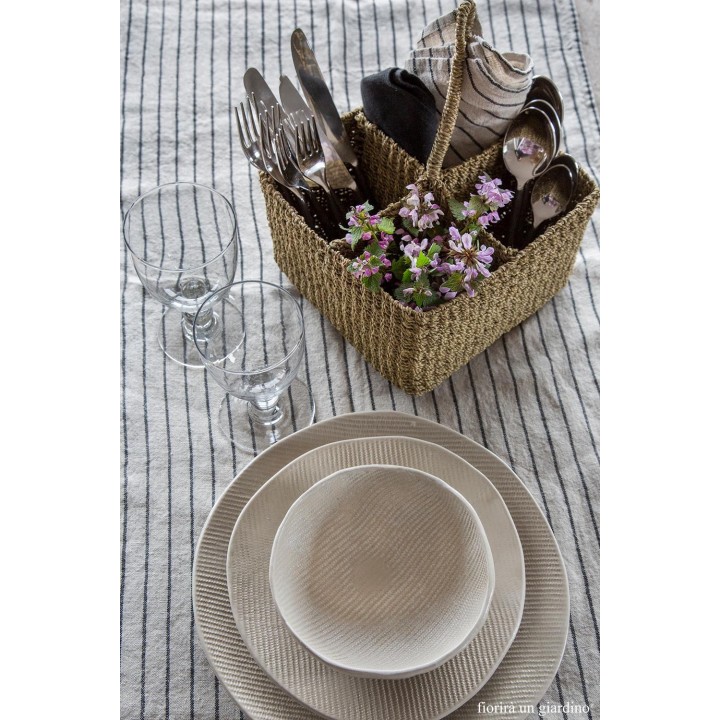 Big abaca basket 4 compartments with rigid handle