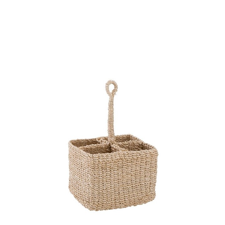 Cesto small in abaca con 4 scomparti e manico