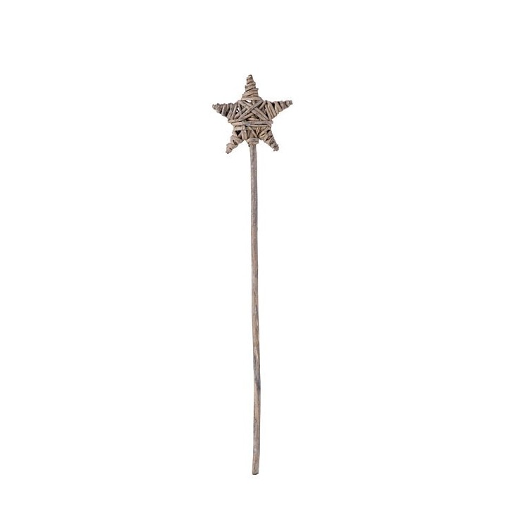Star magic wand made of sticks grey color h35 cm