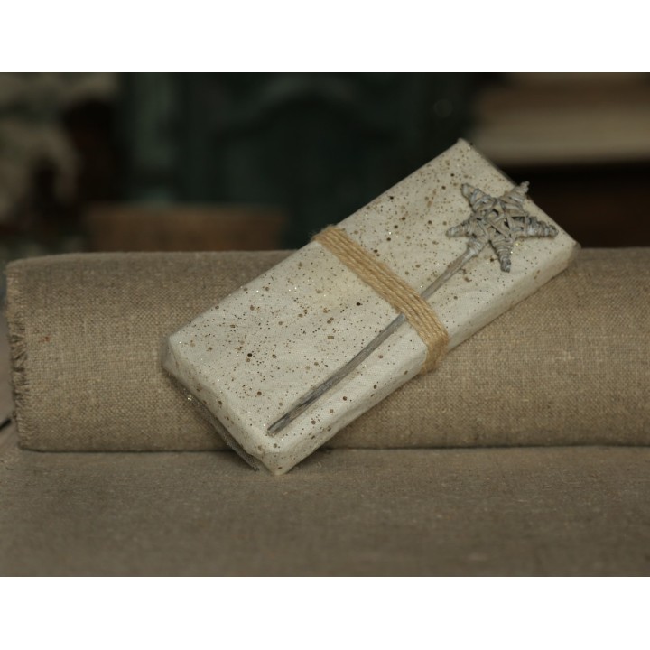 Baguette magique etoile faite de brindilles couleur gris h35 cm