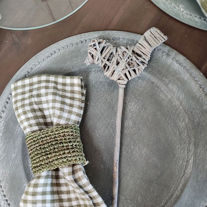 Bird stick made of sticks grey color h35 cm