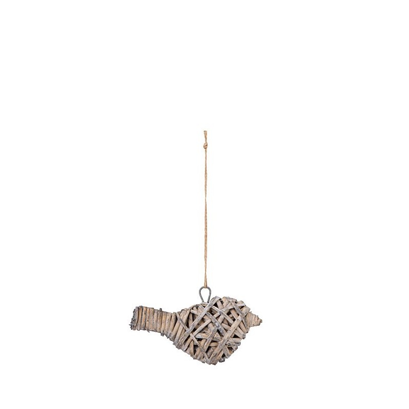 Bird made of sticks grey color h6 cm