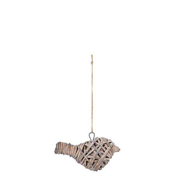 Bird made of sticks grey color h6 cm