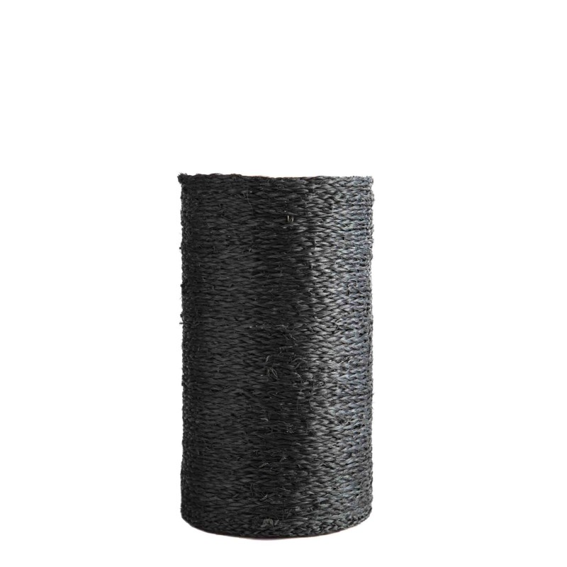 Panier noir en abaca + vase en verre d17 h27 cm
