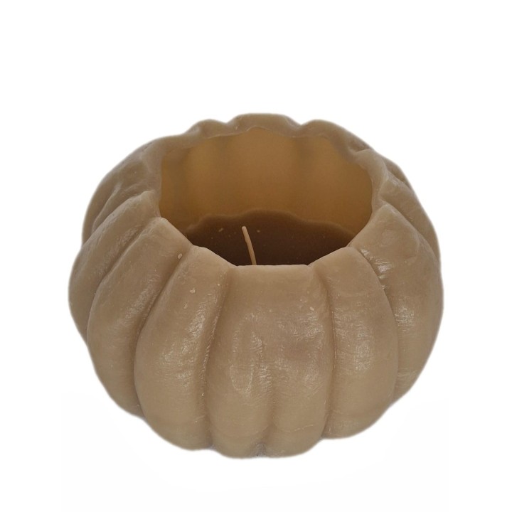 Light green pumpkin-shaped candle one flame d22 h15 cm