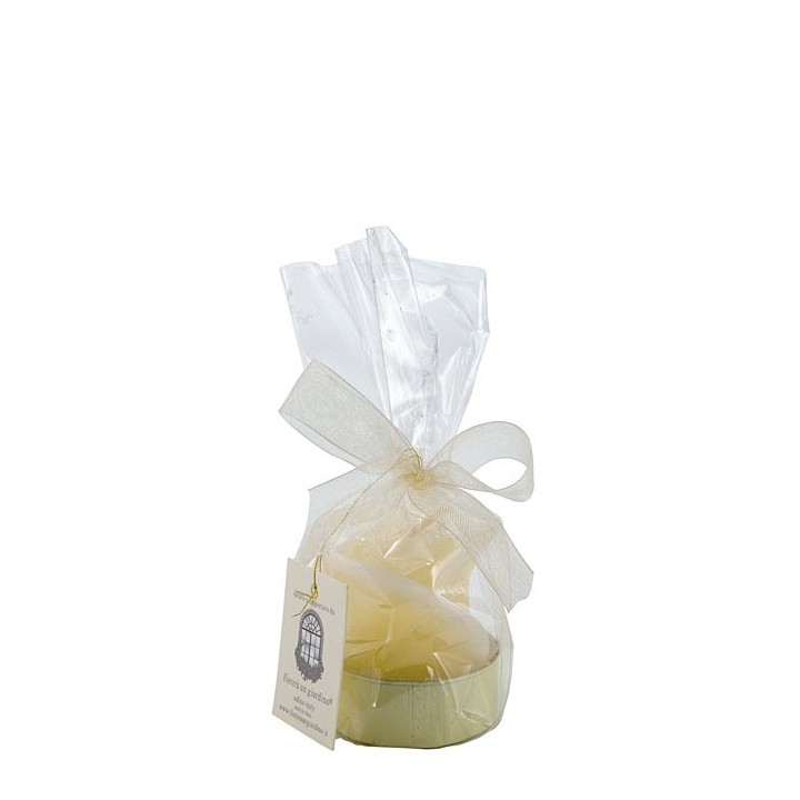 Candle shaped like a rose with aluminium base cream color d3.8 h4.5 cm