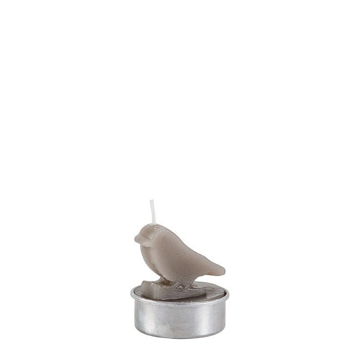 Pack of 6 grey bird tealight candles d4 h5 cm