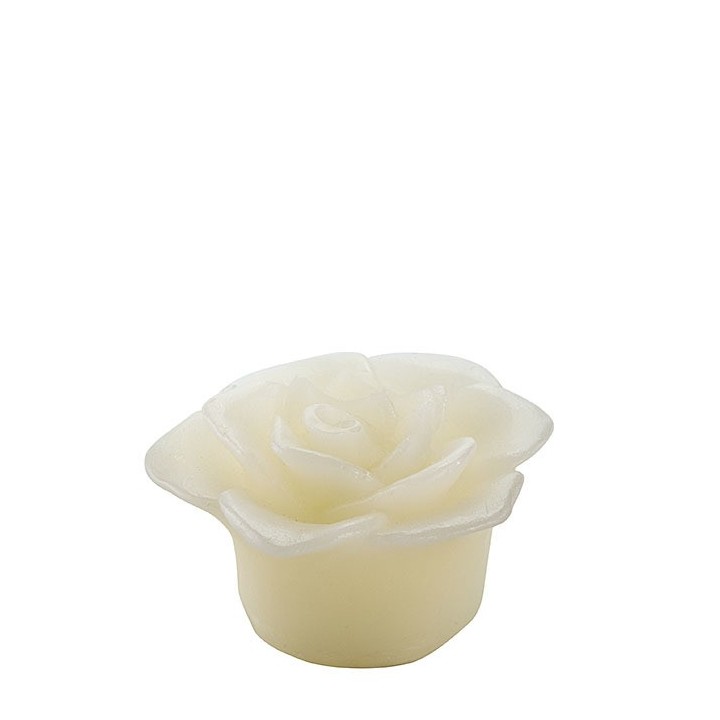 Grande bougie led en forme de rose couleur creme d8 h4 cm