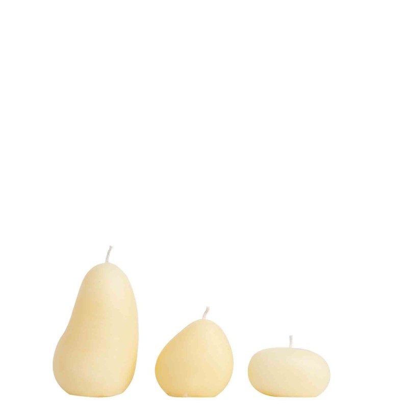 Set de 3 bougies creme forme de pierre