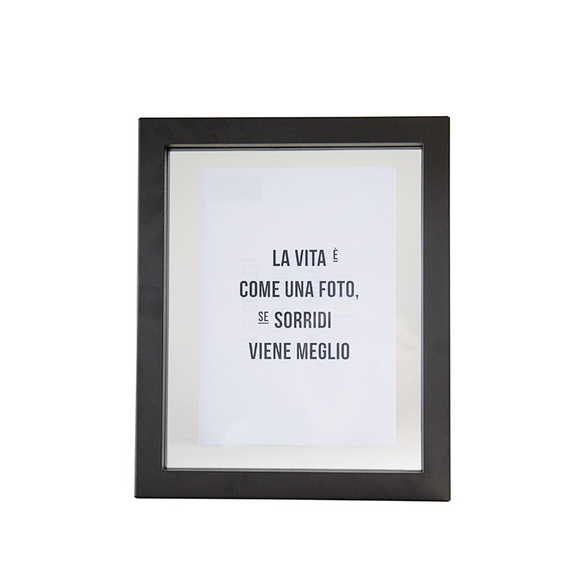 Cornice acciaio nero doppio vetro muro e appoggio 28.5 x 33 cm