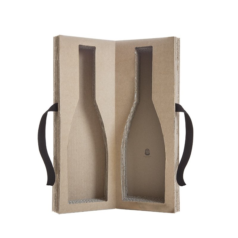 Bottle holder box for magnum bottle black ribbon