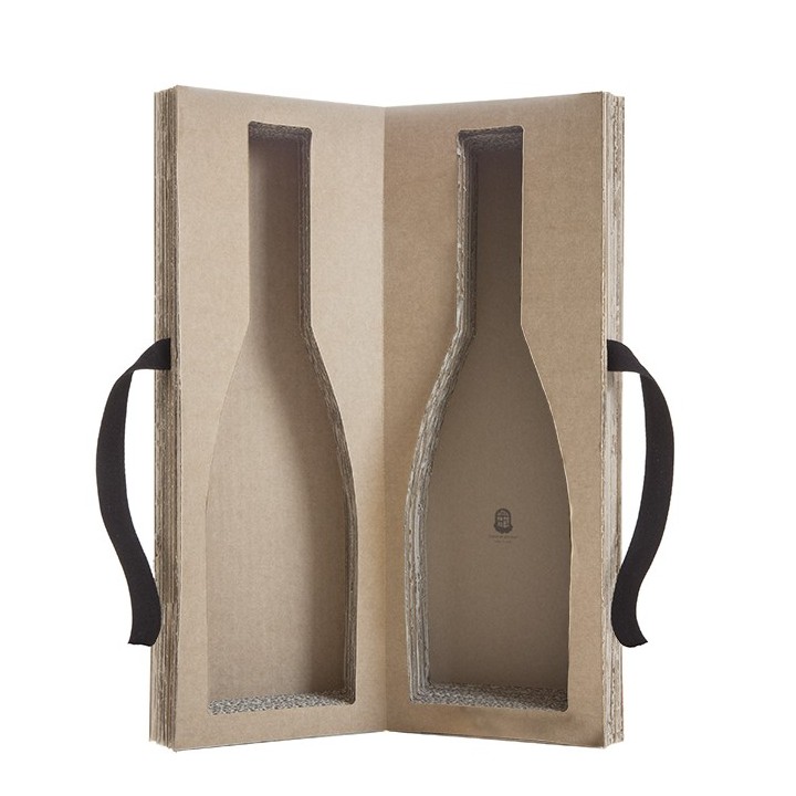 Boite porte bouteille magnum avec ruban noir