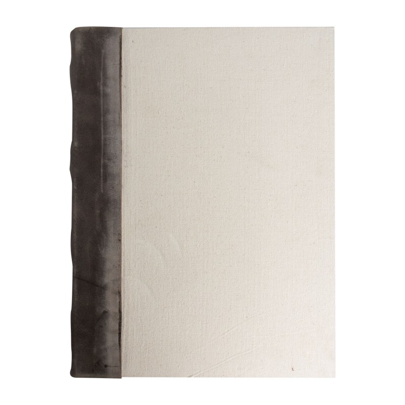 Recycled paper cream notebook with side leather 25.5 x 35.5 h4 cm