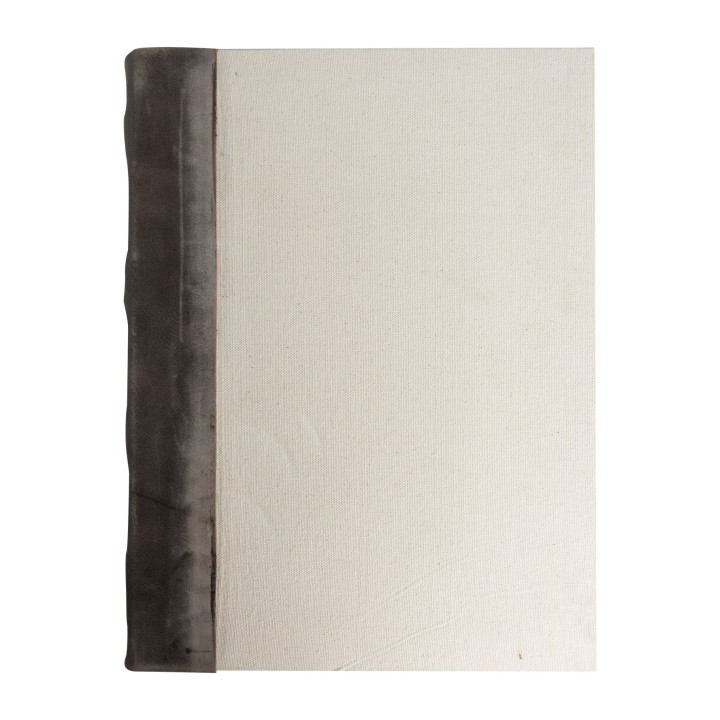 Recycled paper cream notebook with side leather 25.5 x 35.5 h4 cm
